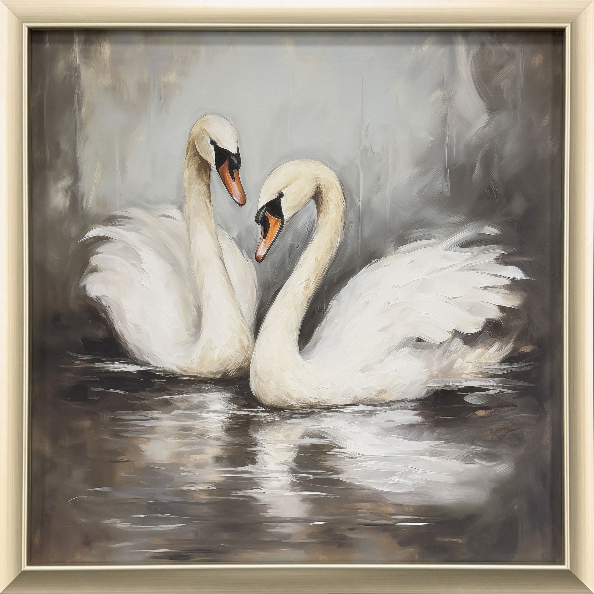 Ballet of the Swans Black and Brown and Gray and Neutral Framed Art, Propac