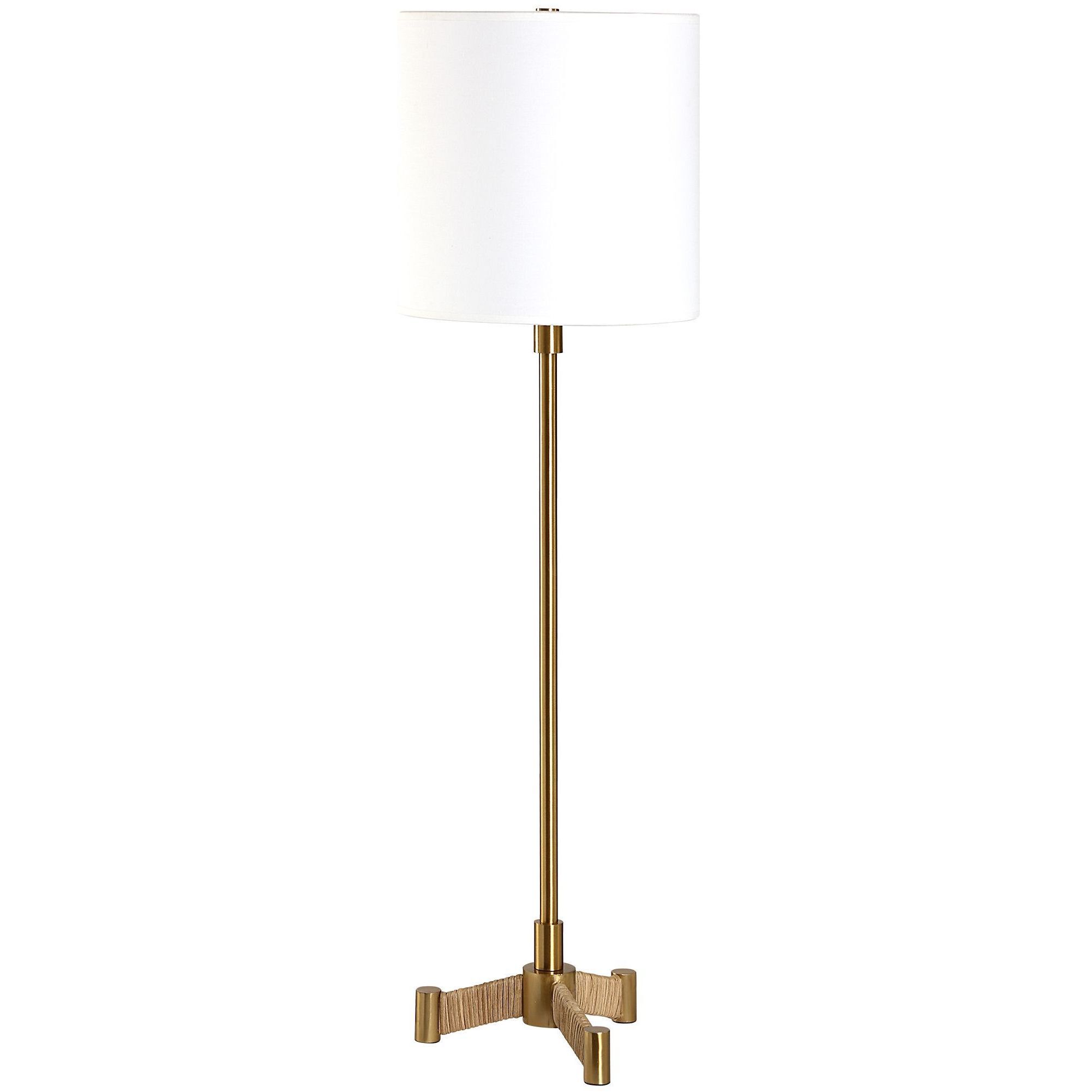 Lautoka 36 inch 100.00 watt Brass and Rattan Buffet Lamp Portable Light