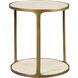 Clench 23.25 X 21.25 inch Antique Brass and Beige Travertine Side Table