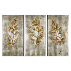 Champagne Leaves 41 X 21 inch Paintings, Hand Painted, Set of 3