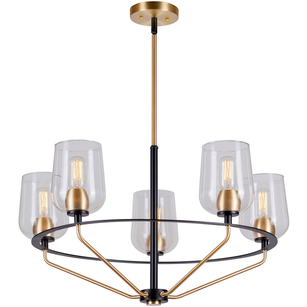 Palmer 5 Light 28.75 inch Black and Soft Gold Chandelier Ceiling Light