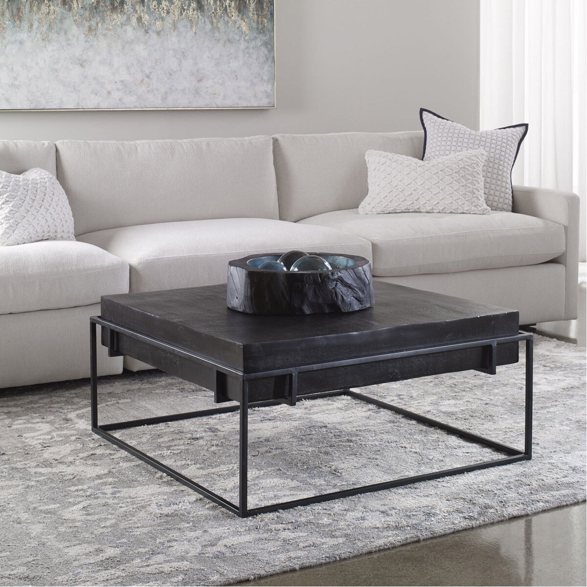 Telone 35 X 16 inch Dark Oxidized Black and Aged Black Coffee Table