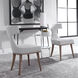 Klismos Textured Off-White Fabric and Natural Oak Accent Chairs, Set of 2