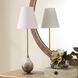 Cardoni 34.5 inch 100 watt Gloss White Glass with Metallic Smoked Bronze and Antique Brass Buffet Lamp Portable Light