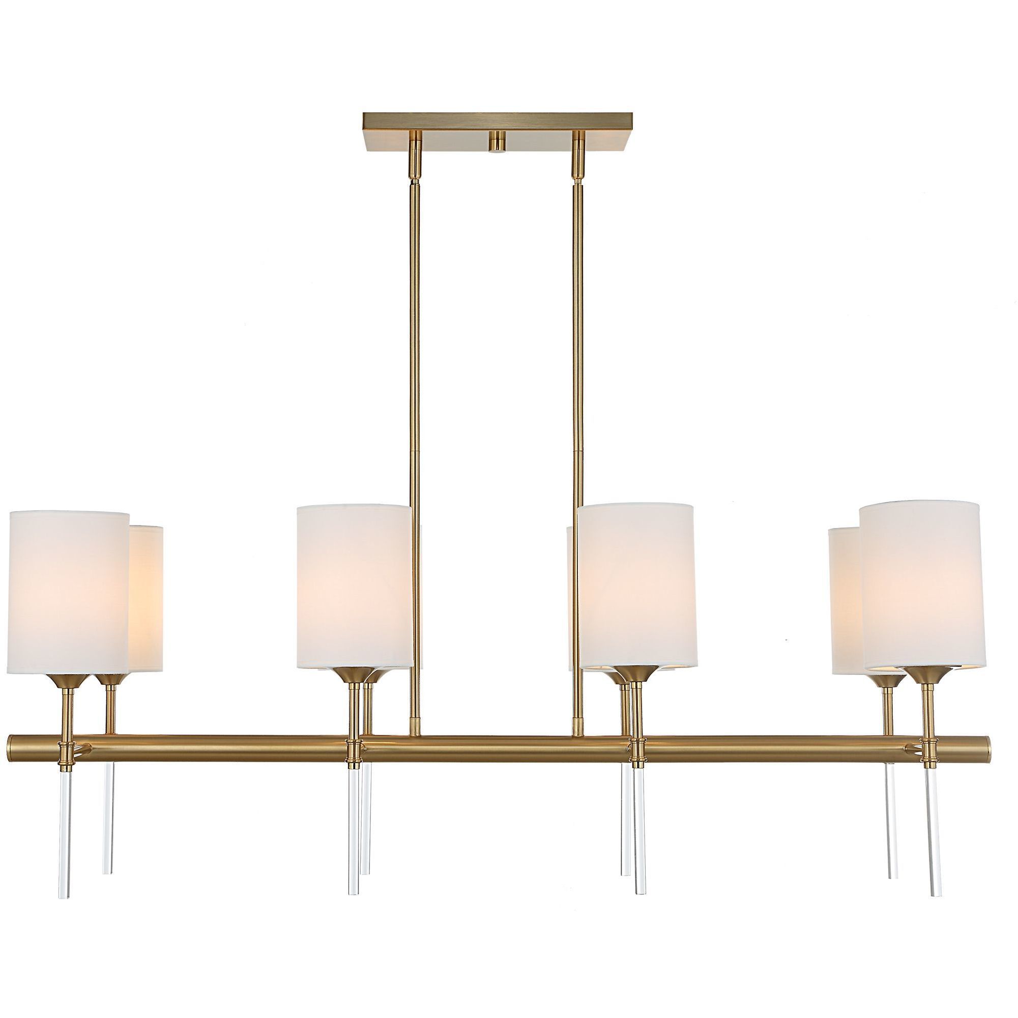 Awyr 8 Light 43.5 inch Warm Brass Linear Chandelier Ceiling Light