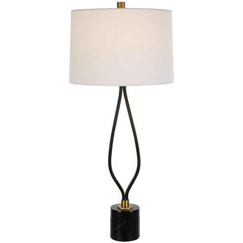 Table Lamp in Antique Brass with Black Shade