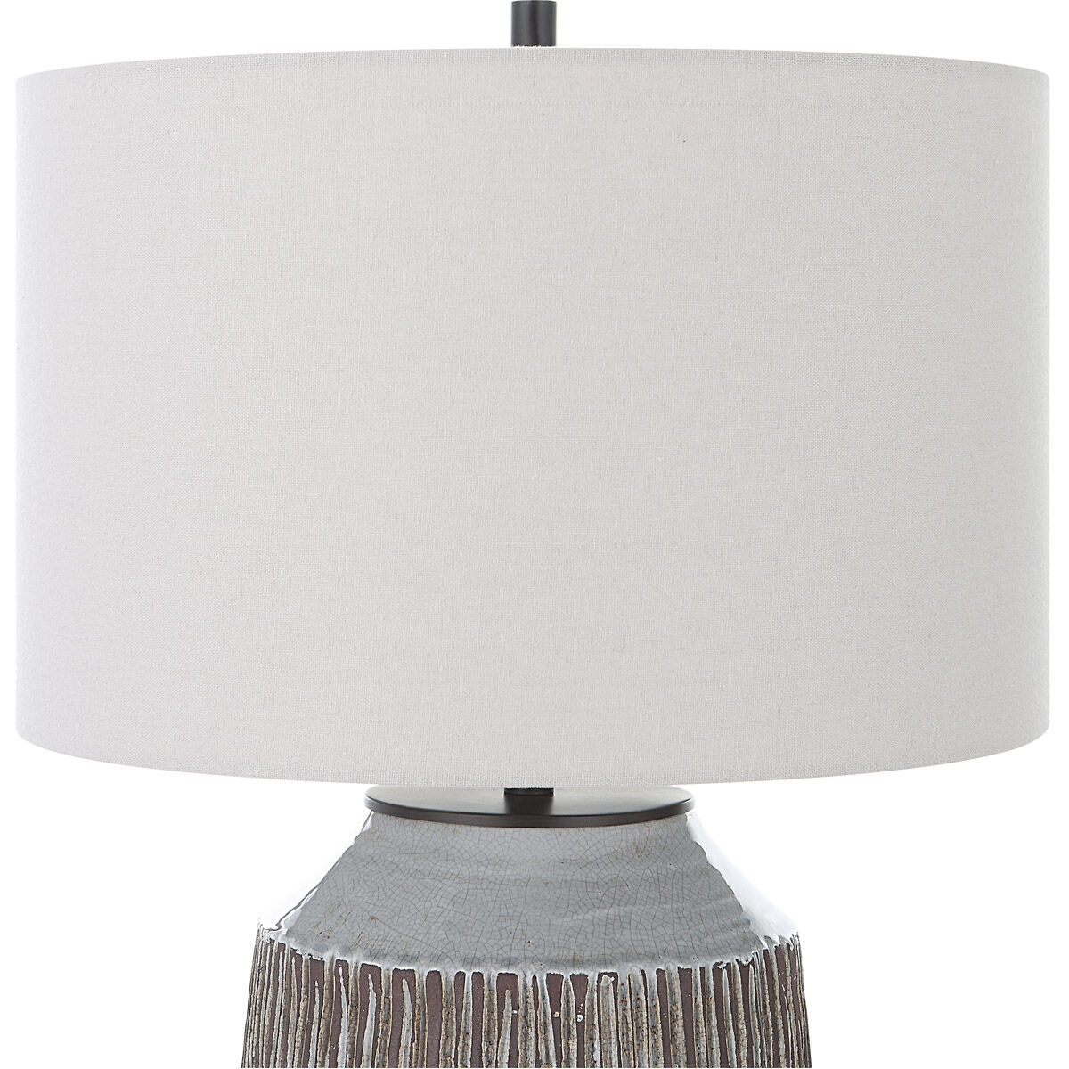 Neolithic 22 inch 150.00 watt Blue-Gray Crackle Glaze with Rust Brown Details Table Lamp Portable Light