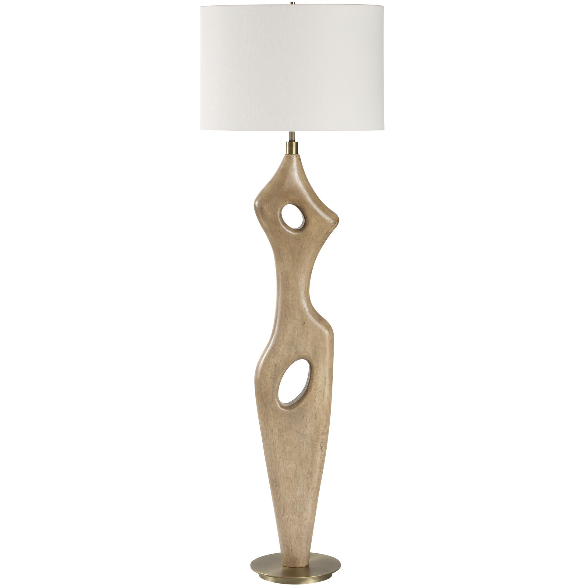 Almyra 65.5 inch 150 watt Aged Driftwood and Plated Antique Brass Floor Lamp Portable Light