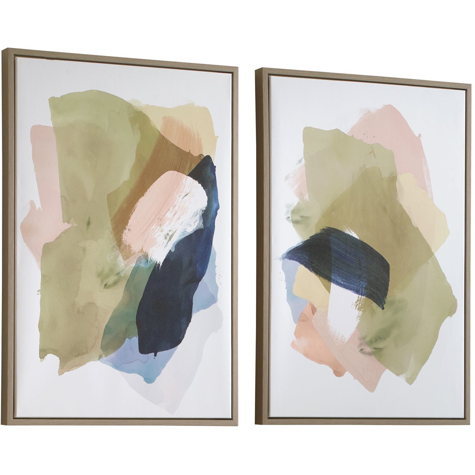 Abstract Afternoon Multicolor Framed Canvases, Set of 2