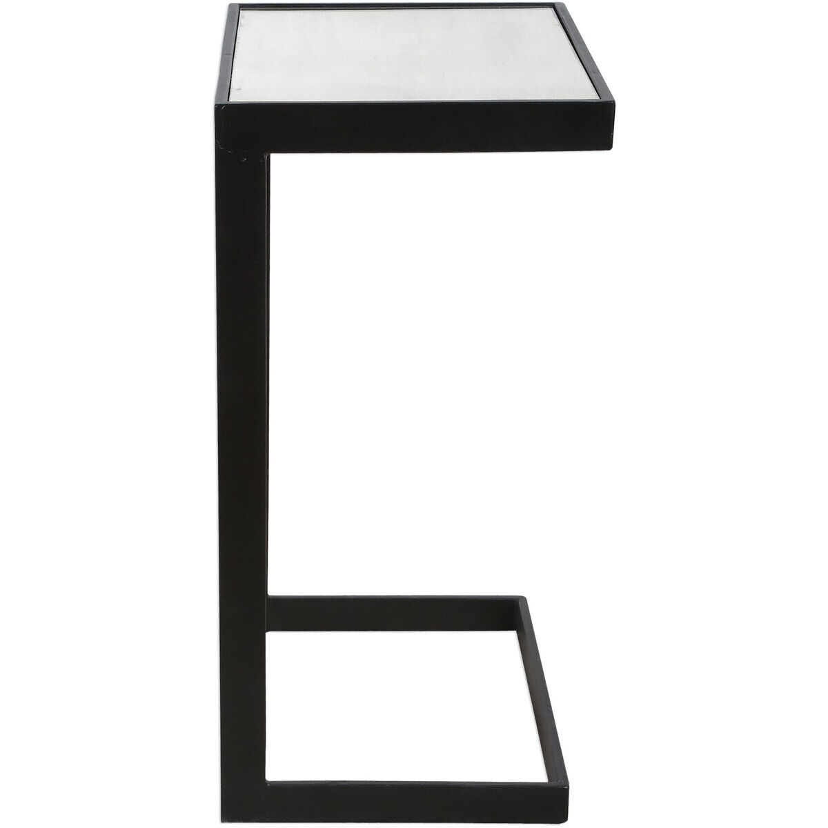 Windell 26 X 17 inch Aged Black Iron and Antique Mirror Side Table