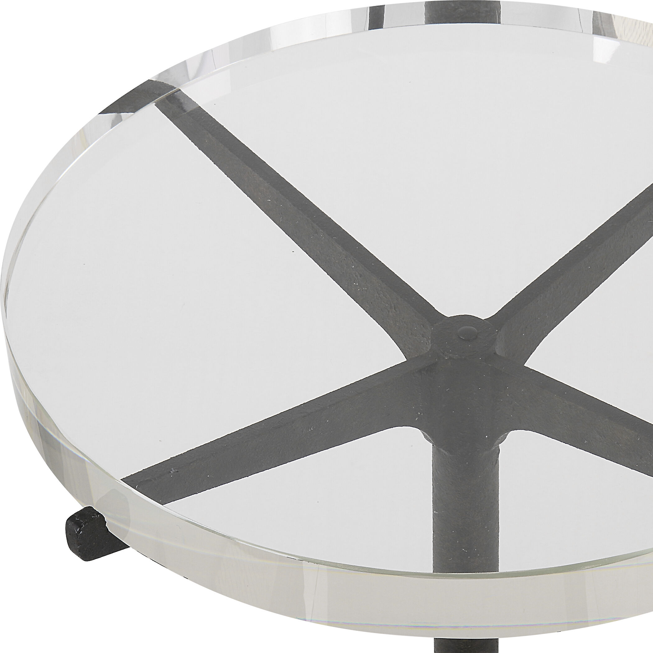 Forge 24.75 X 12 inch Rustic Brown and Clear Crystal Accent Table