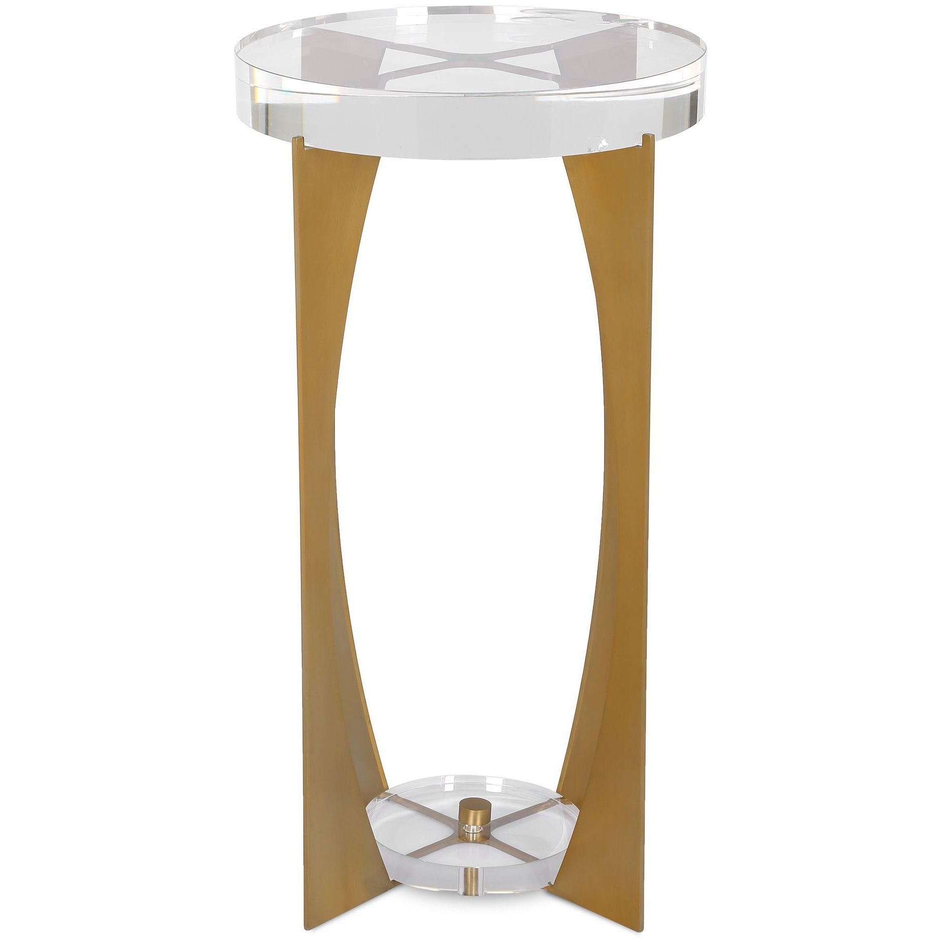 Kolkata 24 X 13.75 inch White Stone and Brass Accent Table