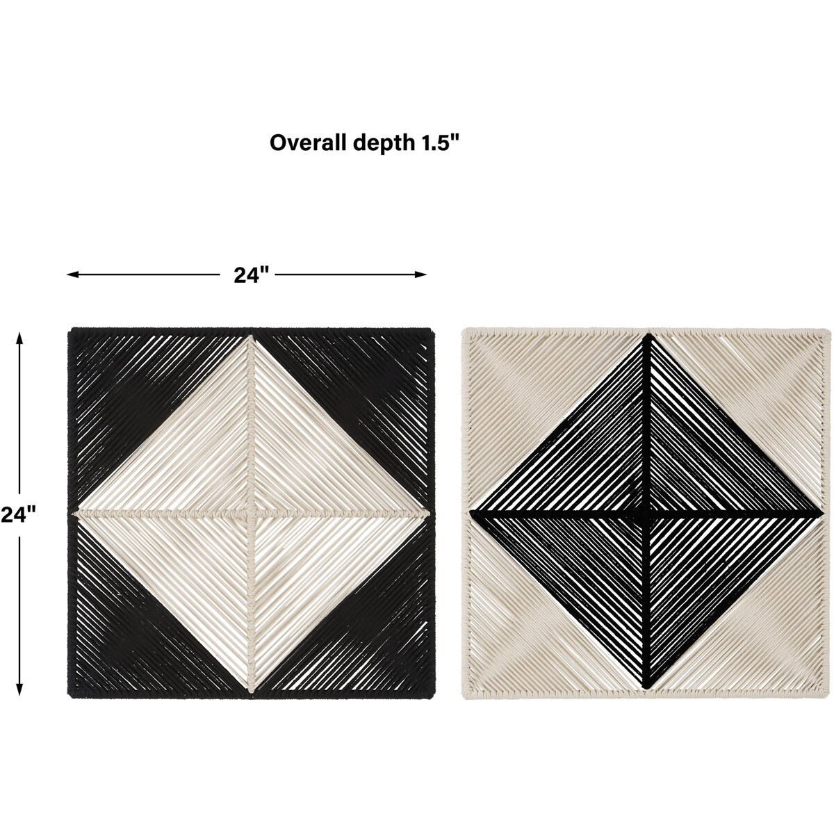 Seeing Double Black and Off-White Wall Panels, Set of 2