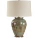 Olisa 25 inch 150 watt Green/Blue-Green/Earthy Browns/Antique Brass Table Lamp Portable Light