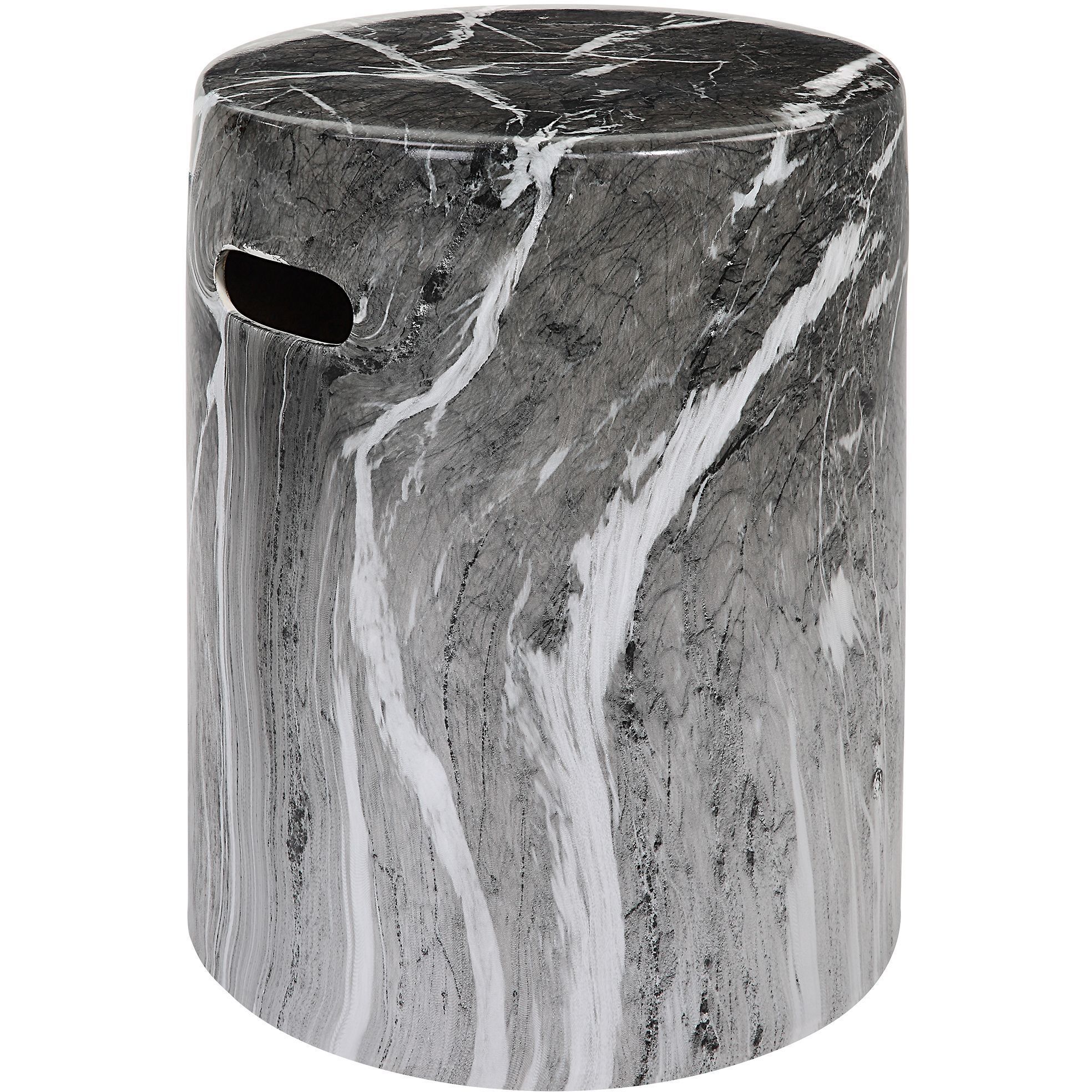Marvel 17 inch Black and White Marbled Garden Stool