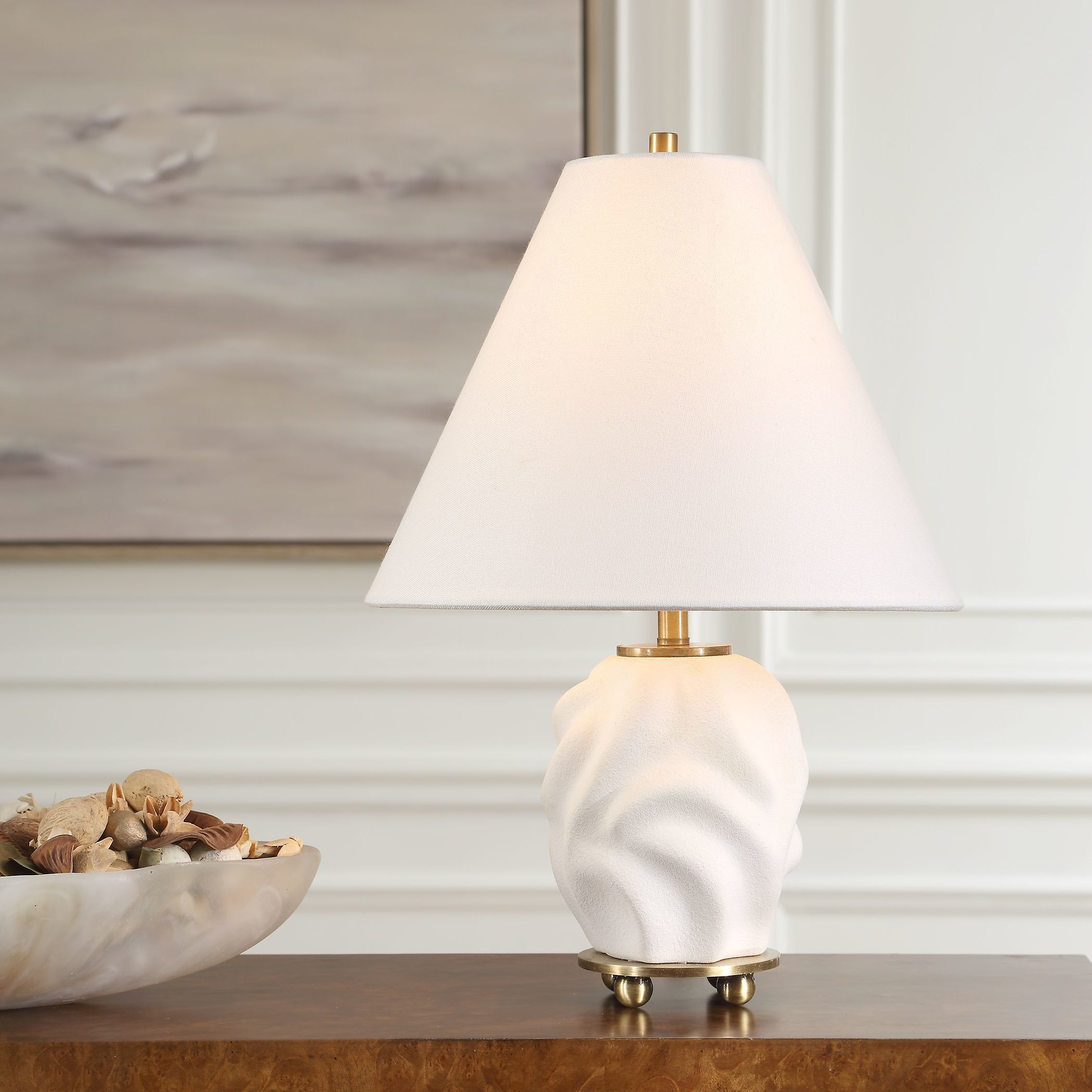 Bora 17.5 inch 60.00 watt Matte White Glaze and Brass Accent Lamp Portable Light