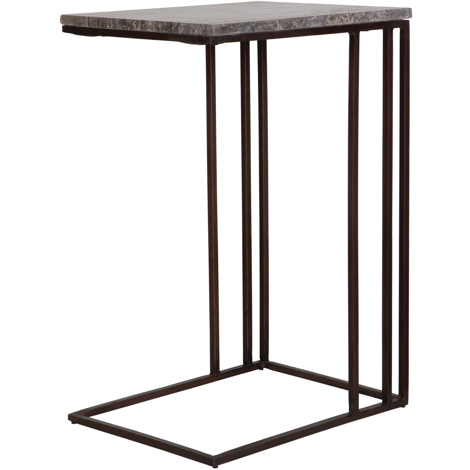 Theodore 23 X 16 inch Titanium Travertine and Dark Bronze Accent Table