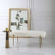 Olivier White Faux Shearling and Antique Brushed Brass Bench