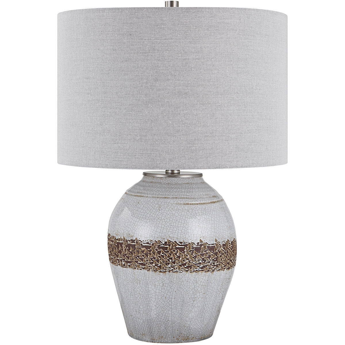 Poul 24 inch 150.00 watt Distressed Light Gray Crackle with Rust Brown Table Lamp Portable Light