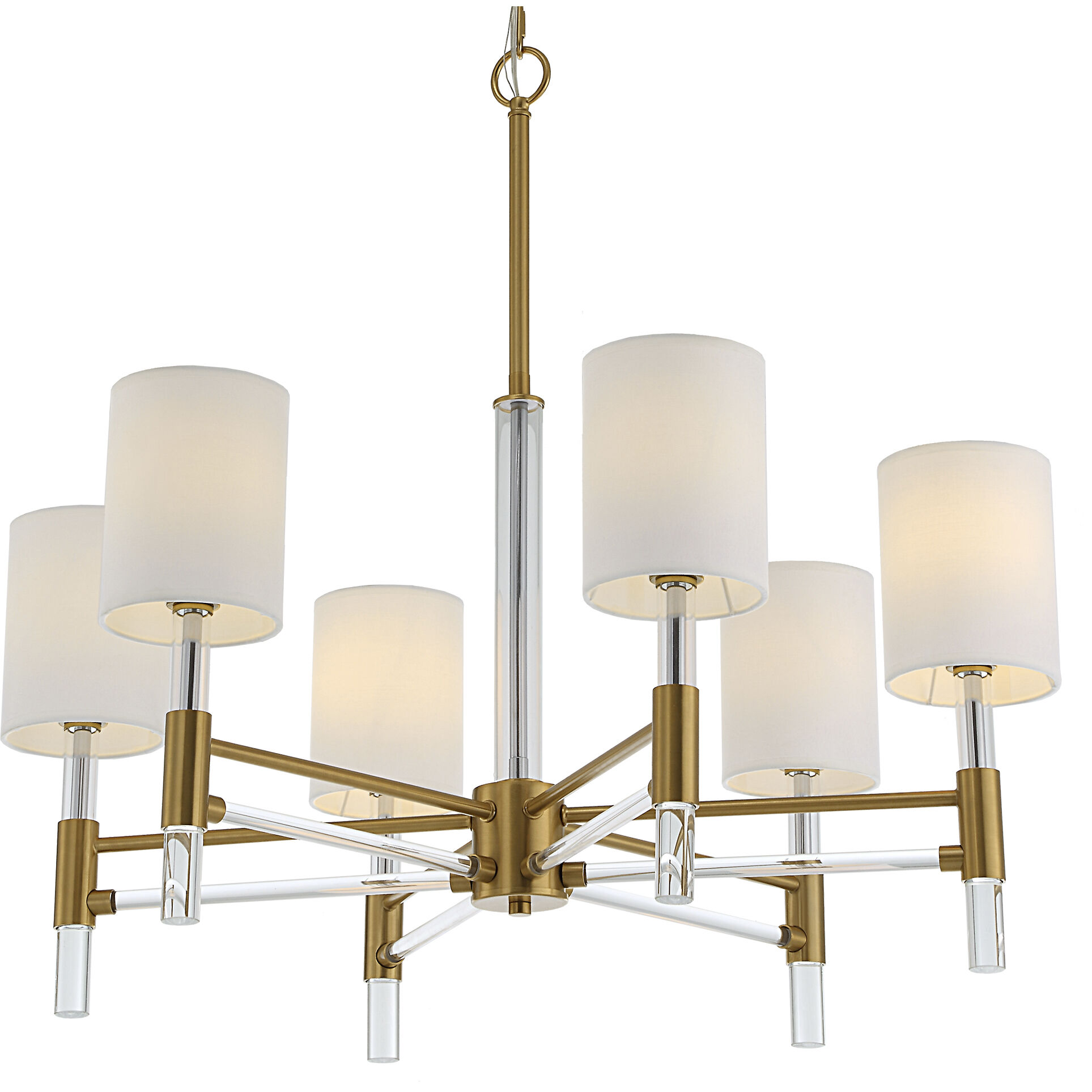 Welkin 6 Light 30 inch Warm Brass and Clear Chandelier Ceiling Light