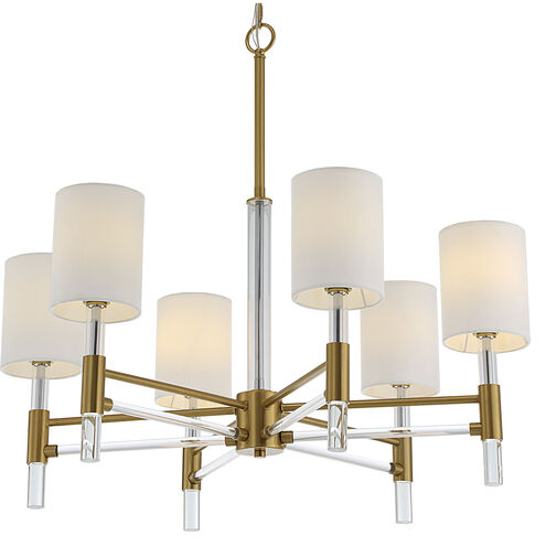 Welkin 6 Light 30 inch Warm Brass and Clear Chandelier Ceiling Light