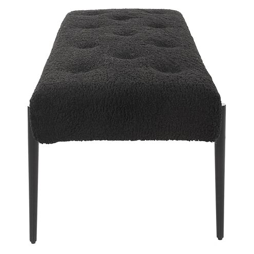Olivier Black Faux Shearling and Satin Black Bench