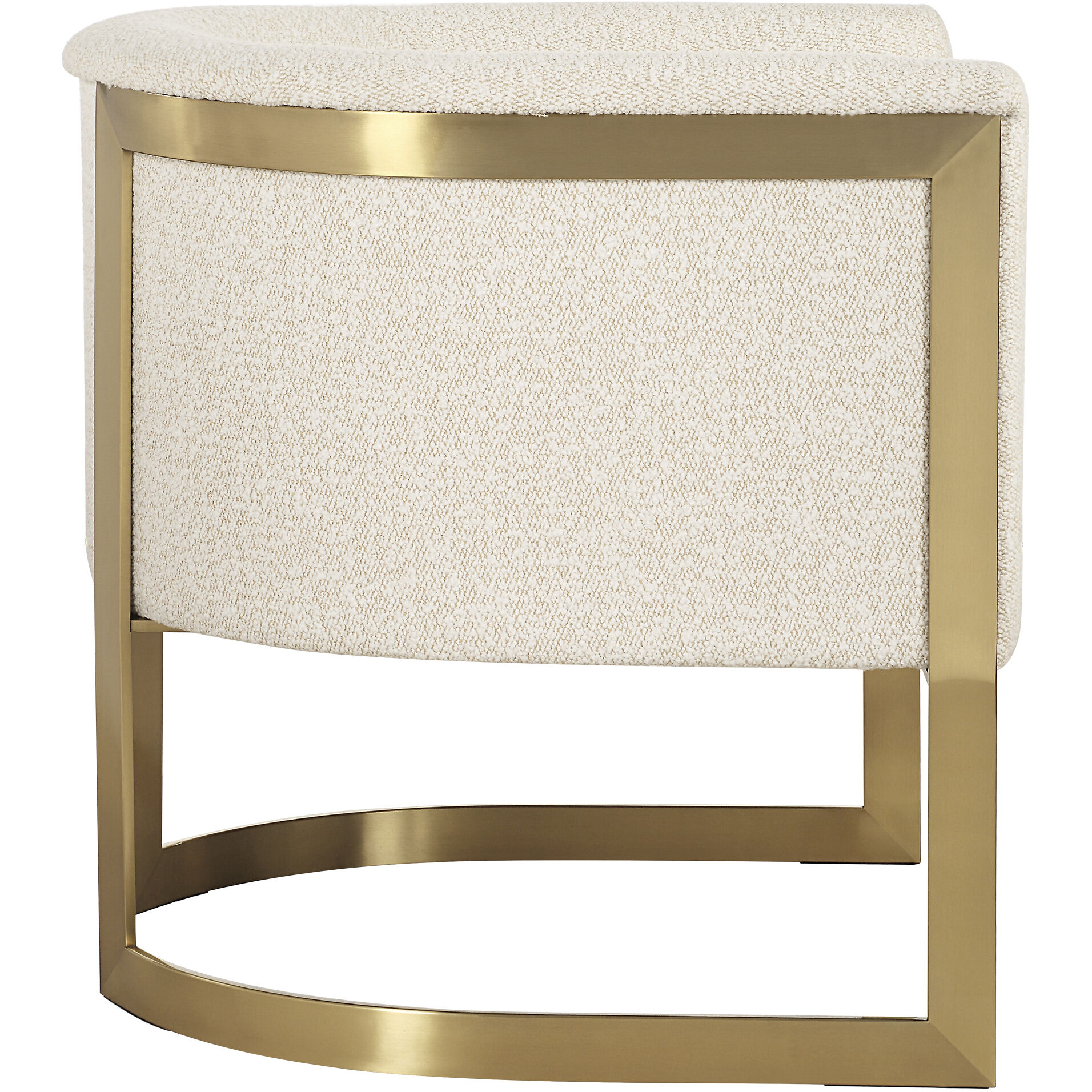 Bellina Brushed Gold and Driftwood Tan Boucle Barrel Chair