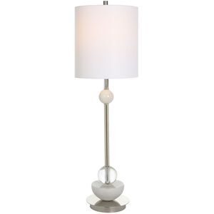 Exposition 34 inch 150.00 watt Polished Nickel and White Marble Buffet Lamp Portable Light