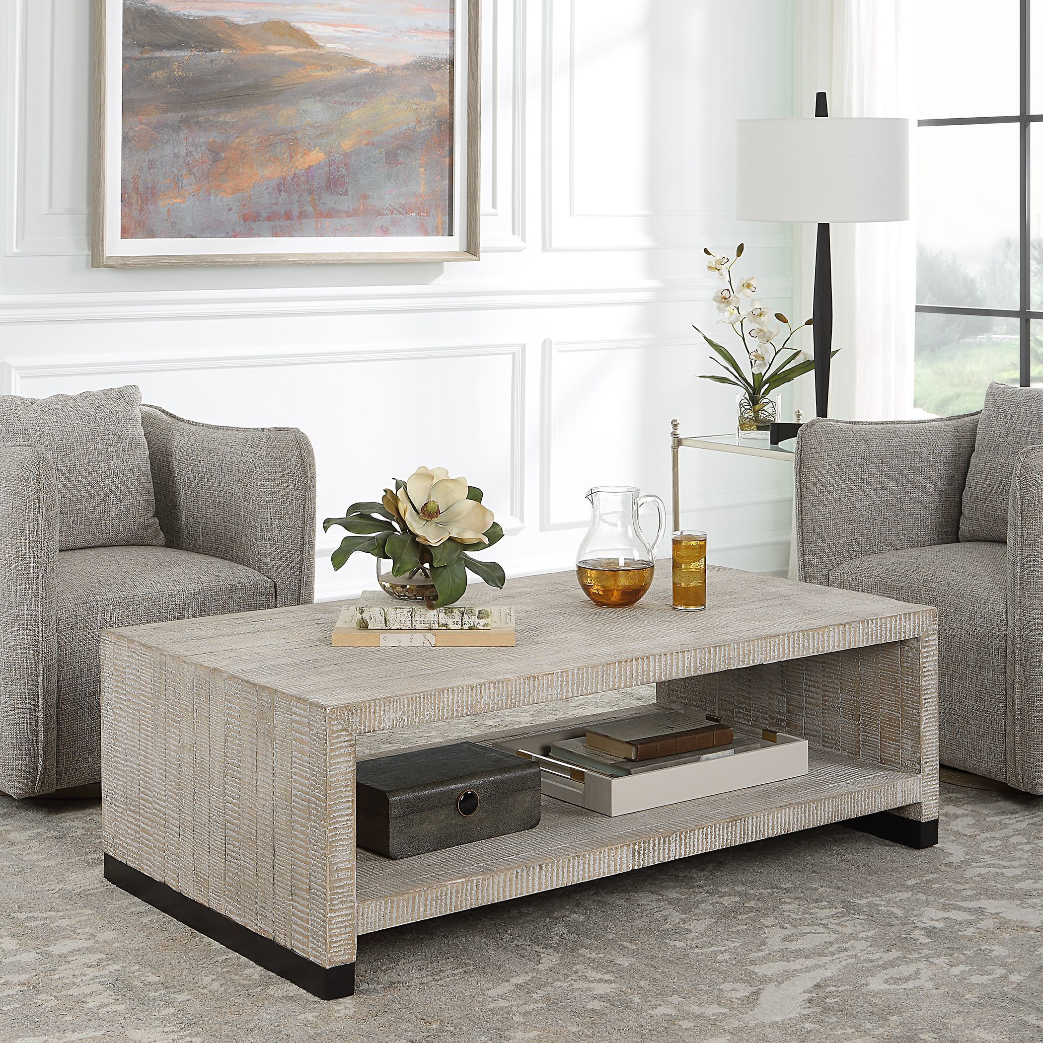 Uttermost 25285 Bosk 54 X 18 inch White Washed Glaze and Natural