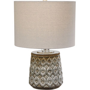 Cetona 20 inch 150.00 watt Distressed Blue-Gray Crackle and Brushed Nickel Table lamp Portable Light