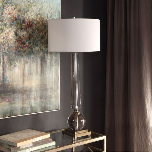 Crista 38 inch 150 watt Crystal and Brushed Nickel Table Lamp Portable Light