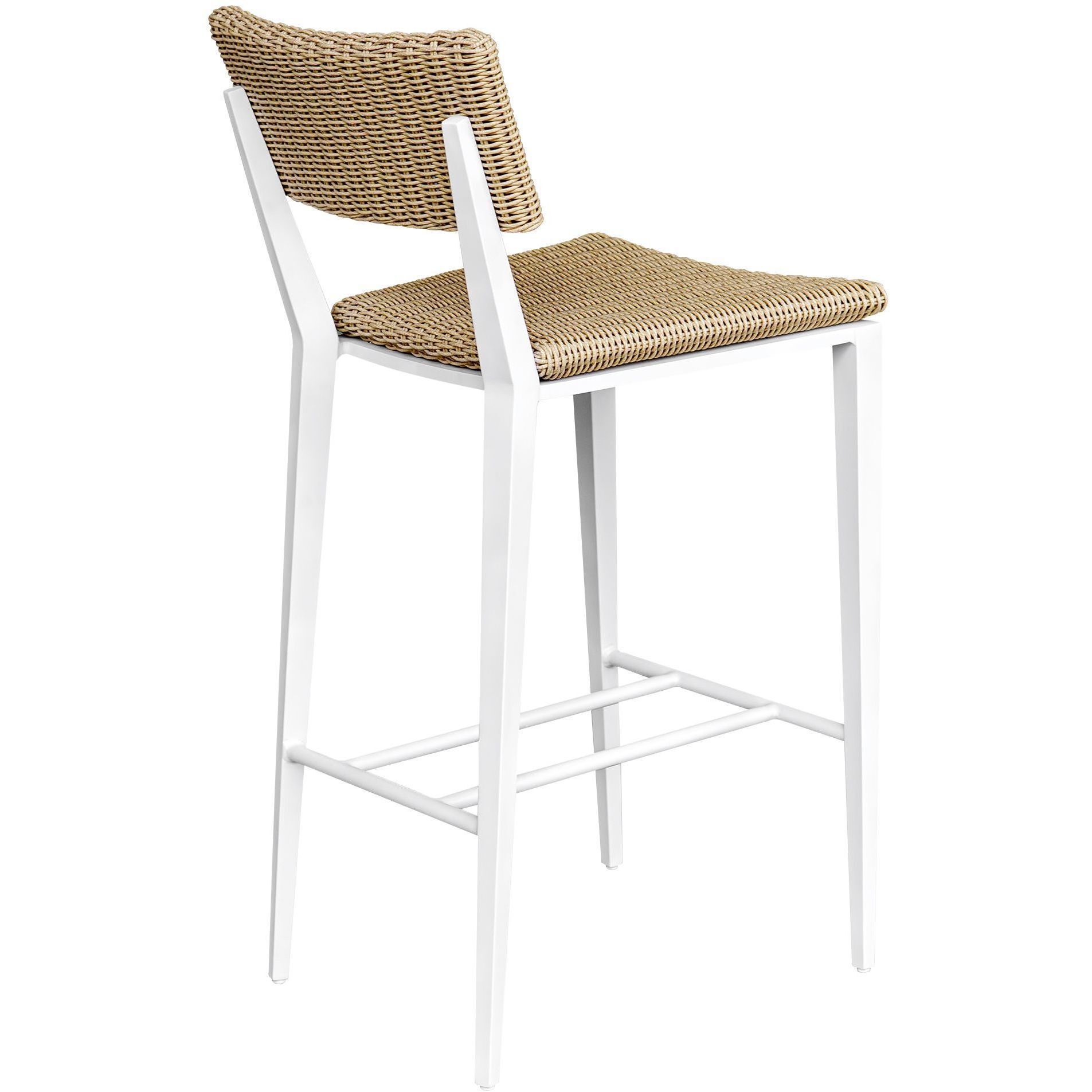 Calbas 42.25 inch White and Honey Outdoor Bar Stool
