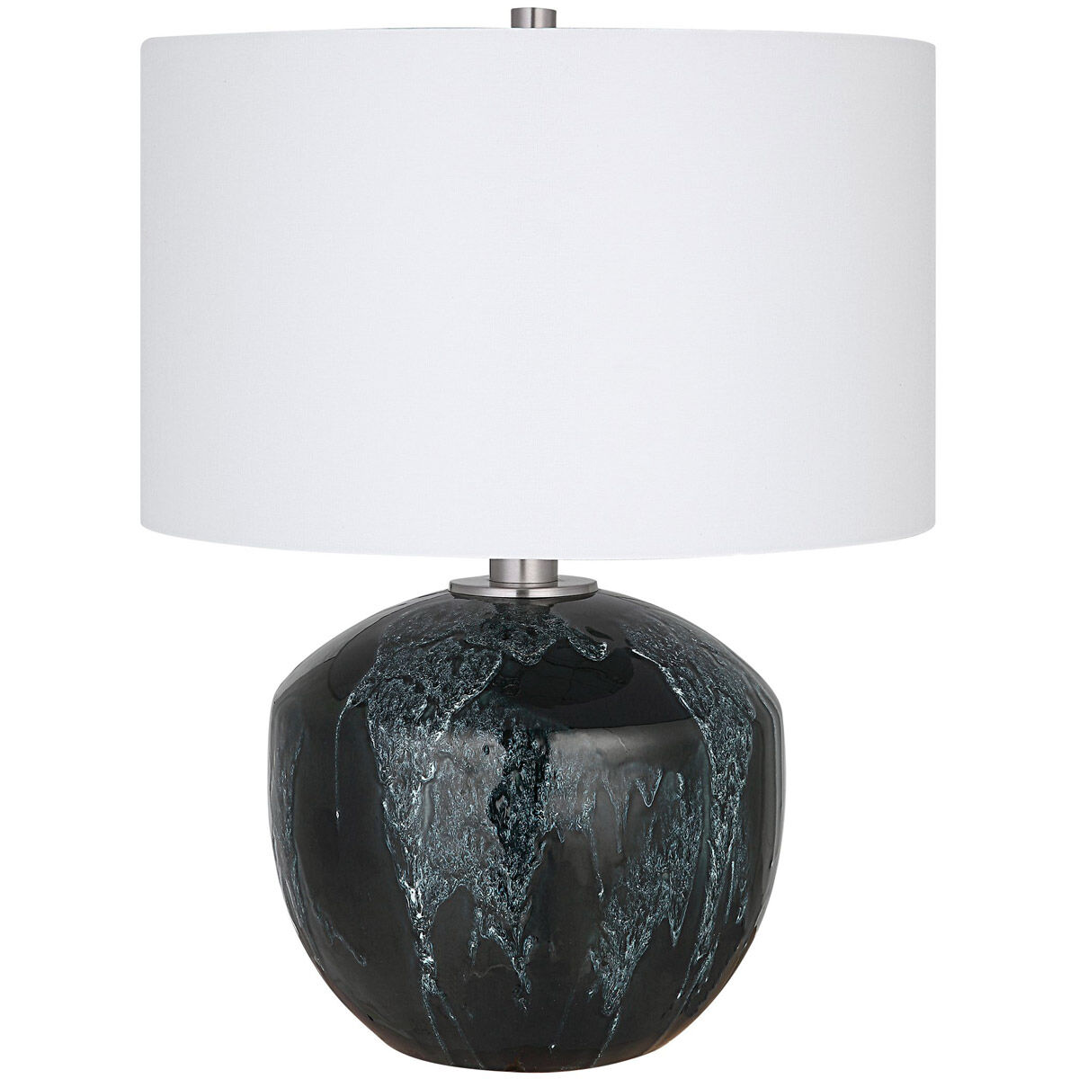 Highlands 22 inch 150.00 watt Emerald Green Glaze and Brushed Nickel Table Lamp Portable Light