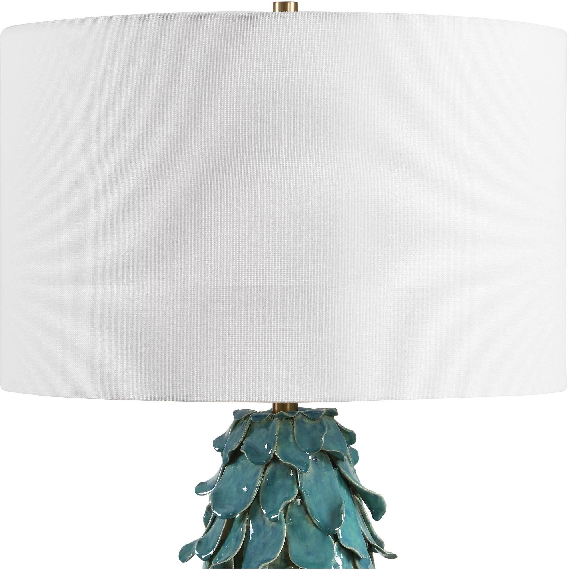 Mina 27.5 inch 150 watt Aged Teal Blue and Crystal with Antique Brass Table Lamp Portable Light