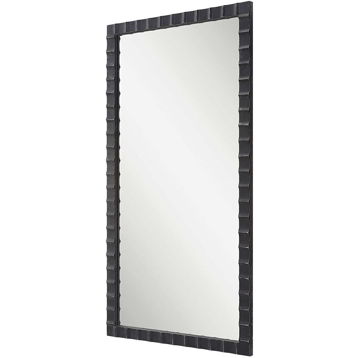 Dandridge 42 X 22 inch Distressed Matte Black with Silver Undertones Wall Mirror