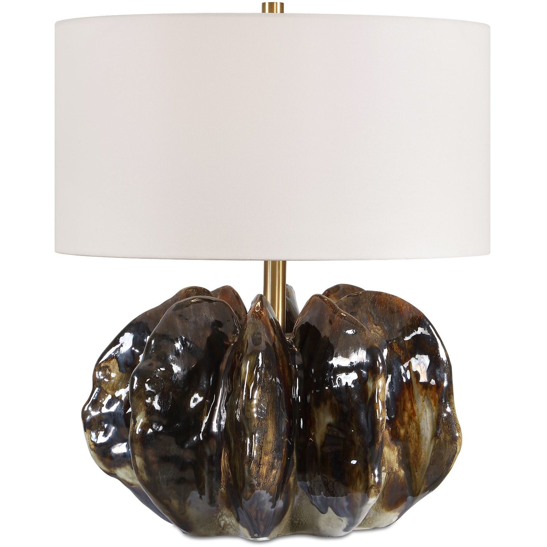 Jaudon 23 inch 150 watt Chocolate Brown and Bronze with Brass Table Lamp Portable Light