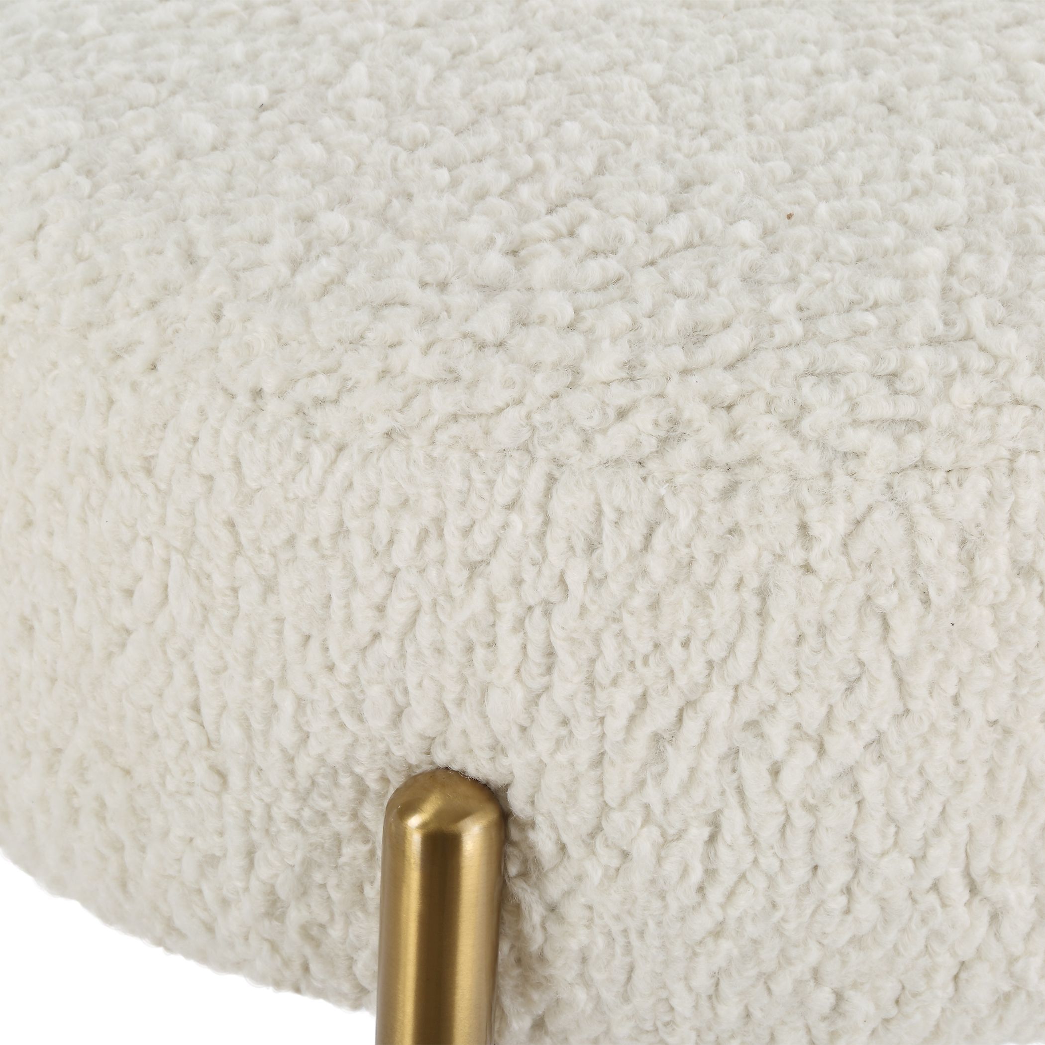 Arles 26 inch White Faux Shearling with Brushed Brass Counter Stool