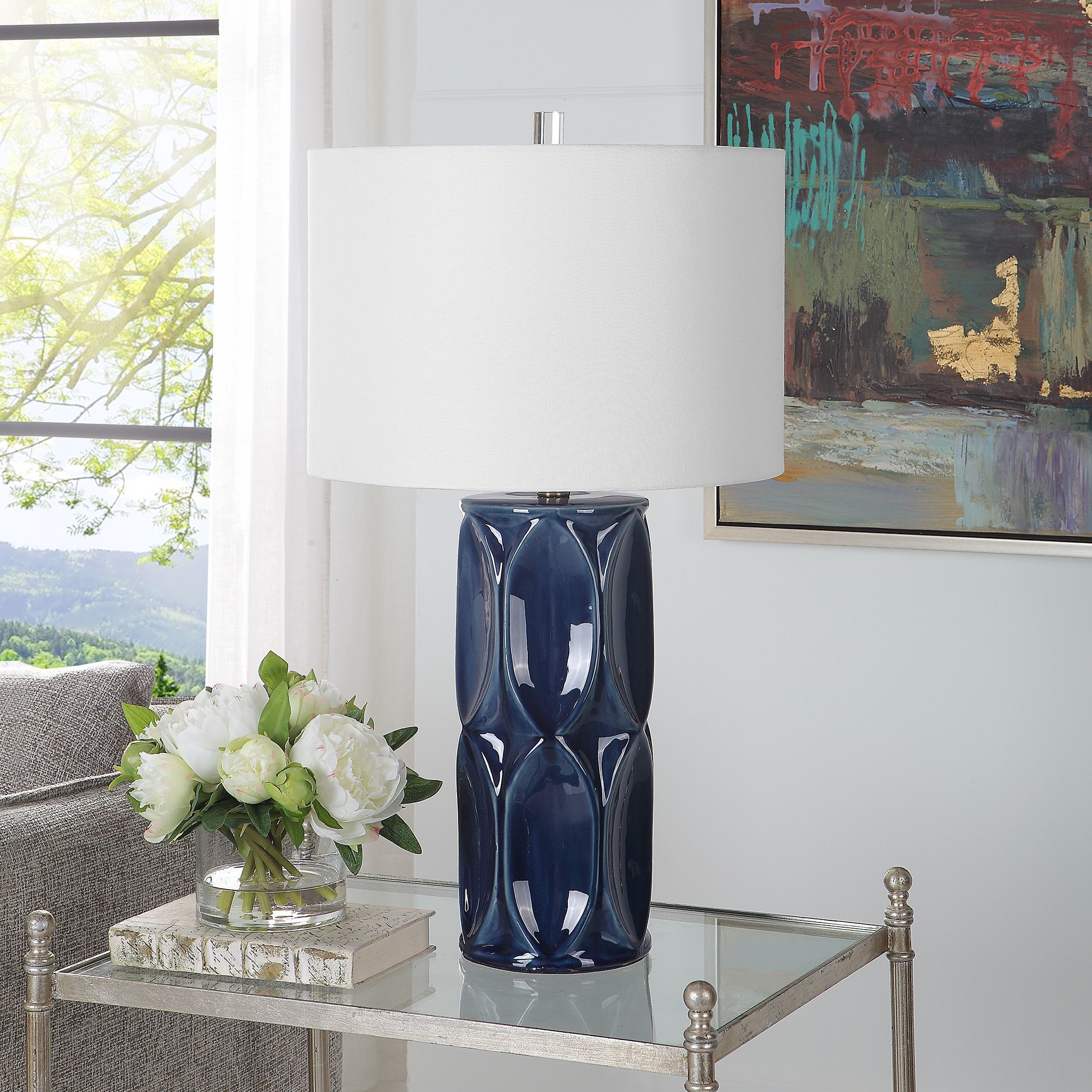 Navy blue deals lamp set
