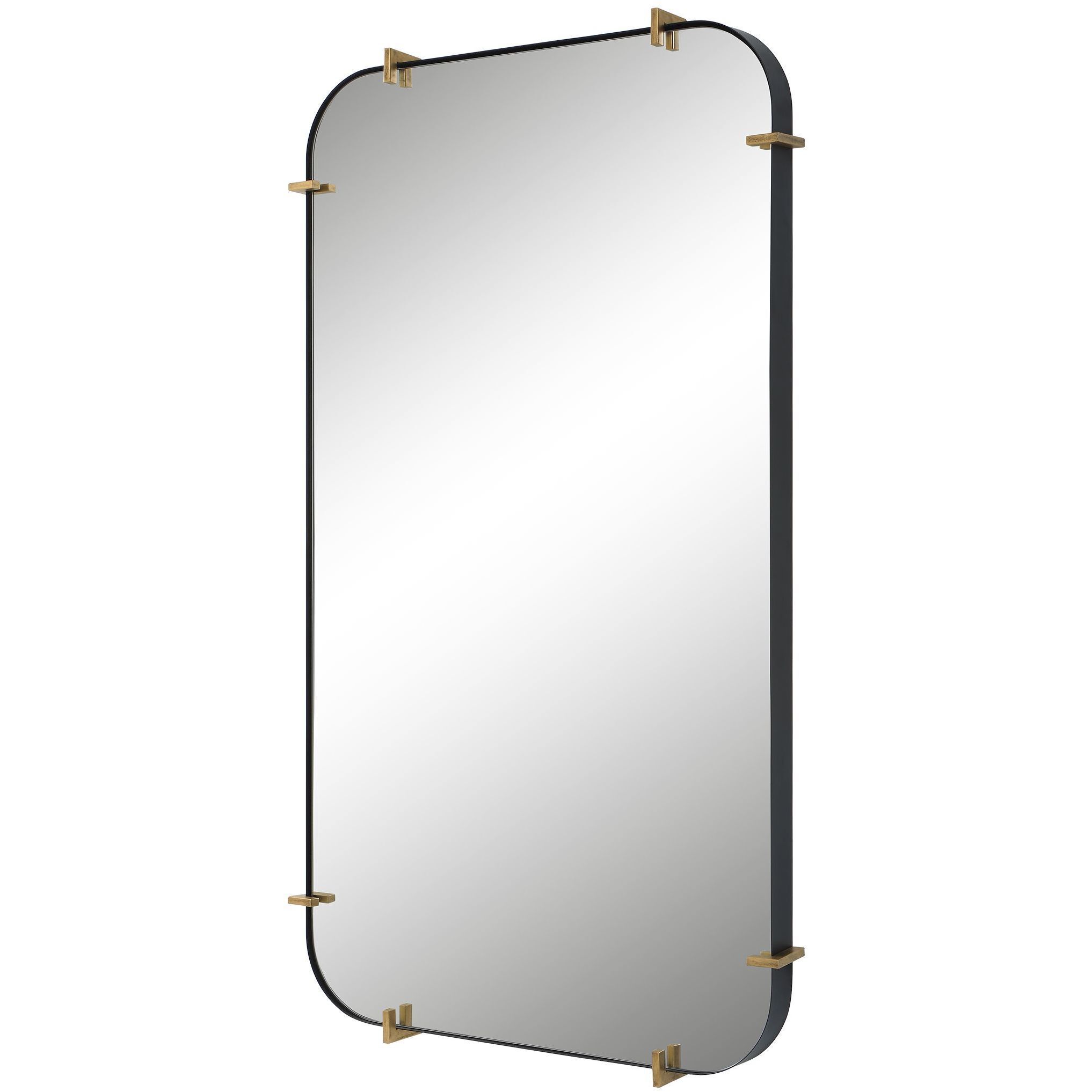 Pali 47.5 X 27.13 inch Black Iron and Antiqued Brushed Gold Mirror