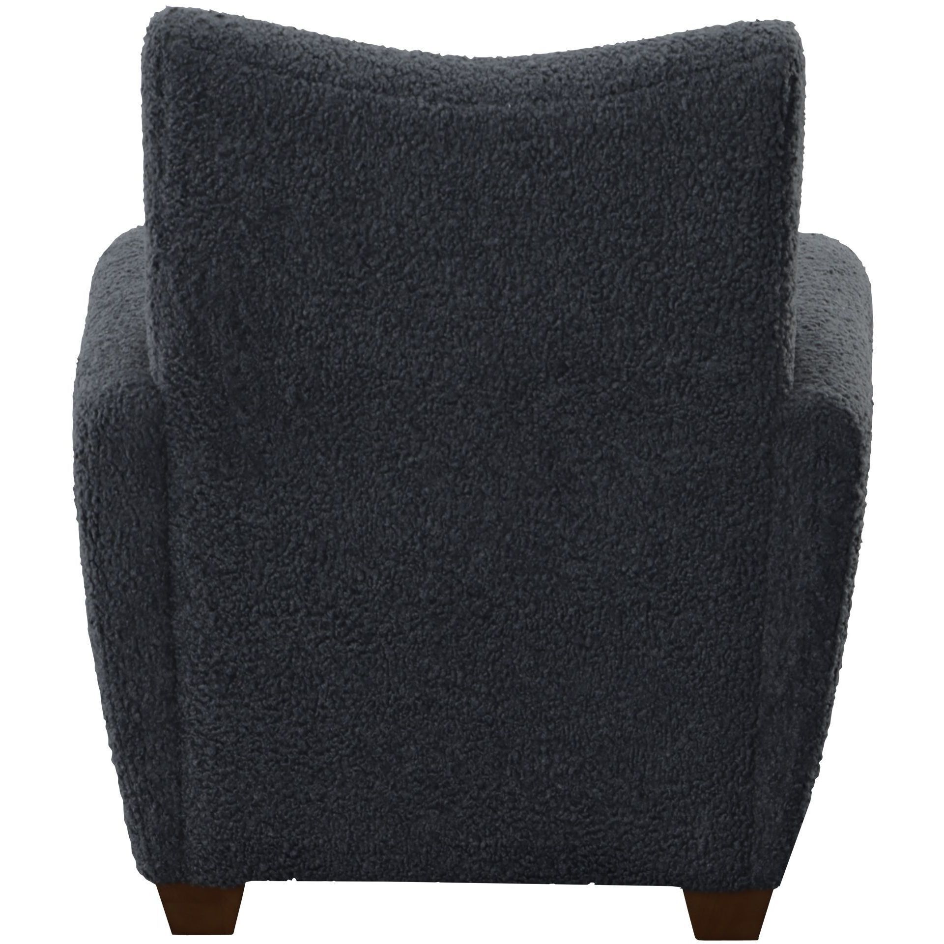 Teddy Slate Gray Faux Shearling and Walnut Stained Wood Accent Chair