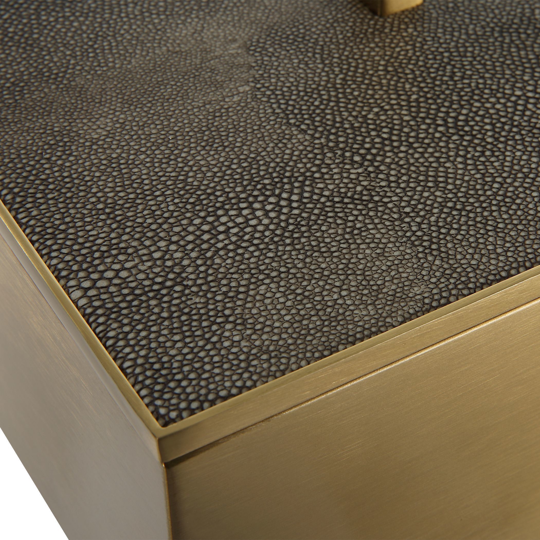 Wessex 14 inch Classic Brass and Gray Faux Shagreen Box