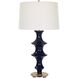 Coil 28.75 inch 150 watt Cobalt Gloss Glaze and Antique Brass Table Lamp Portable Light