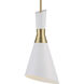 Eames 1 Light 8 inch White and Antique Brass Mini Pendant Ceiling Light