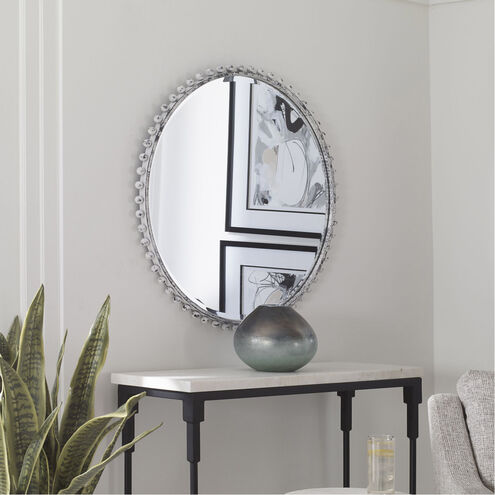 Taza 32 X 32 inch Distressed Aged White with Rustic Black Undertones Wall Mirror, Round