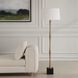 Shino 66 inch 150.00 watt Antique Brass and Black Travertine Floor Lamp Portable Light