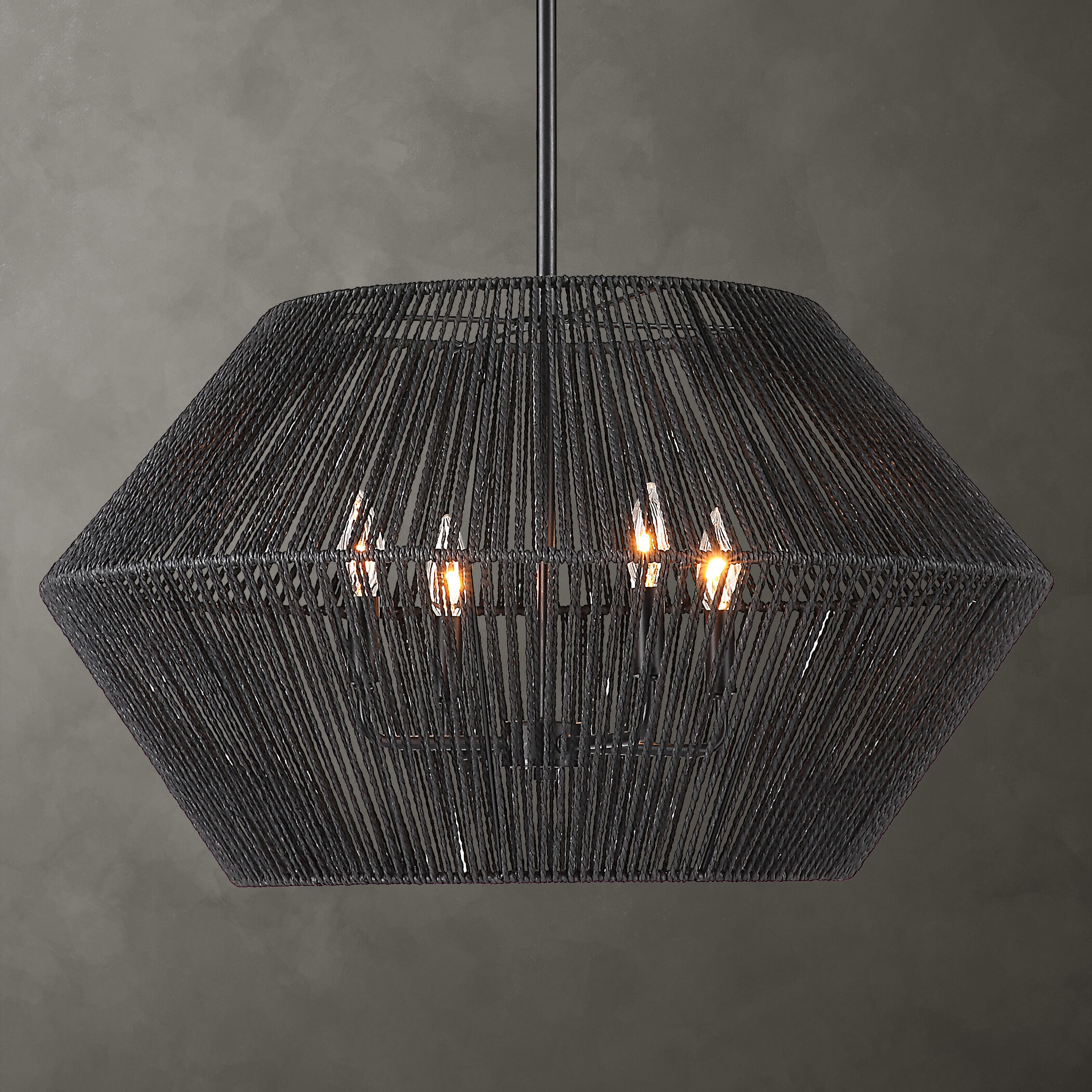 Suva 4 Light 28 inch Black Rope Pendant Ceiling Light