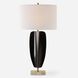 Kure 30.25 inch 150.00 watt Matte Black and Travertine with Brass Table Lamp Portable Light