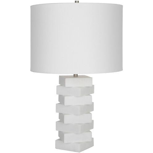 Ascent 23 inch 150.00 watt Man-Made Ivory Stone and Brushed Nickel Table Lamp Portable Light