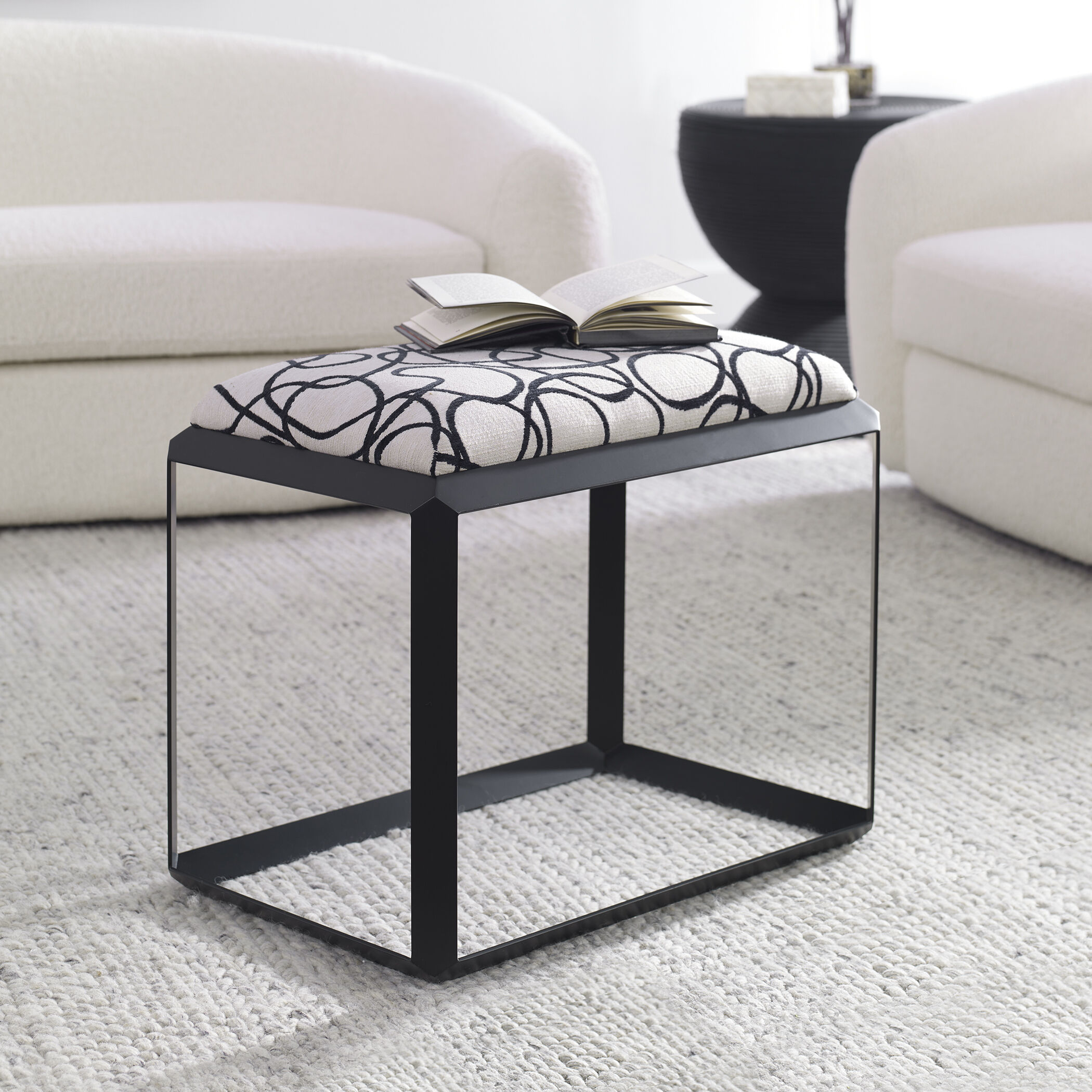 Curls Satin Black and Light Stone Gray Bench