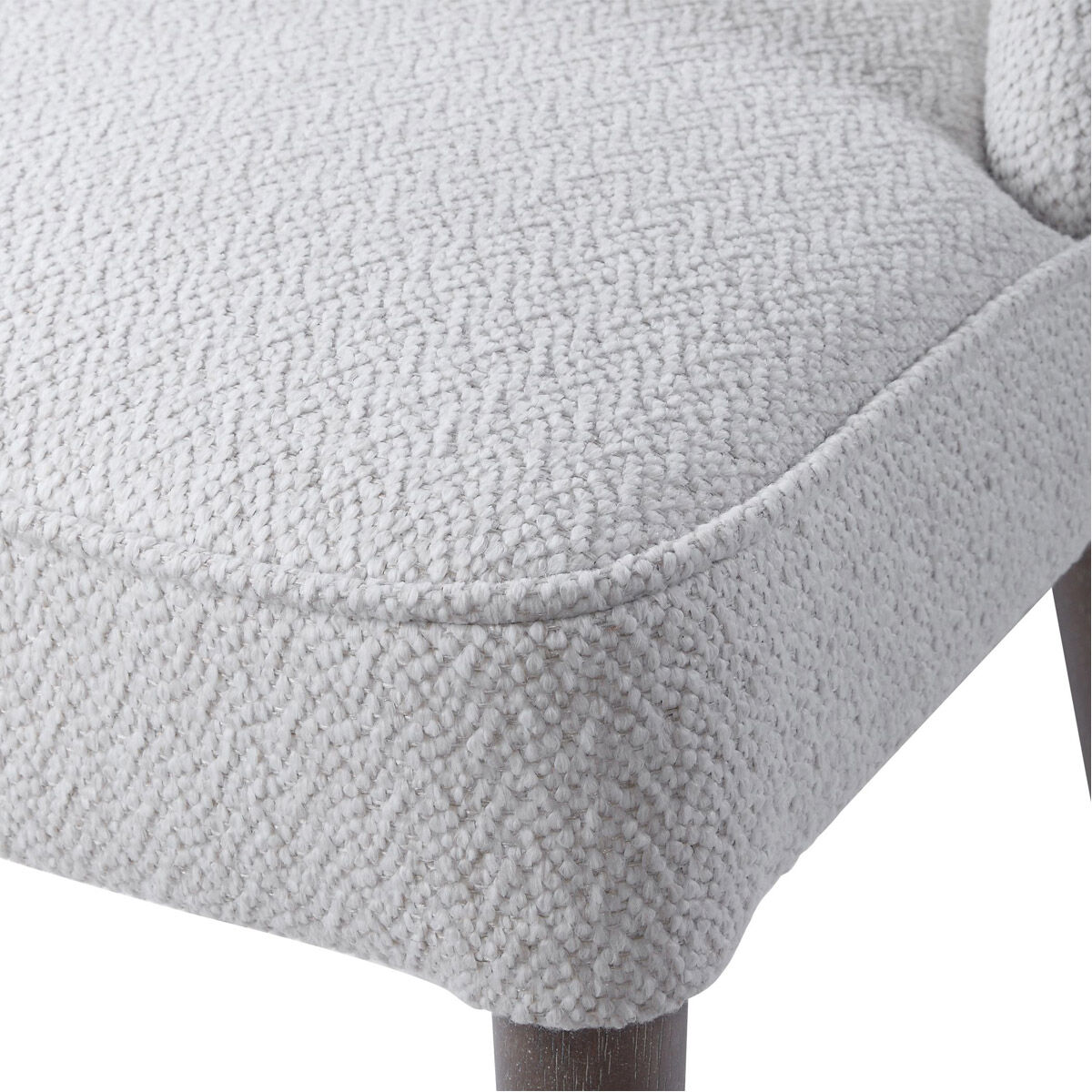 Brie Off-White Textured Fabric and Light Walnut Armless Chairs, Set of 2